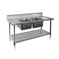 F.E.D DSB6-1800C/A 1800mm Stainless Steel Double Centre Sink Bench with Pot Undershelf