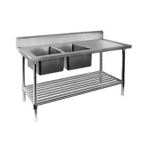 F.E.D DSB6-1800L/A 1800mm Stainless Steel Double Left Sink Bench with Pot Undershelf