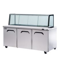 Fresh FSU72GC 3 Stainless Steel Doors Glass Canopy Salad & Noodle Bar